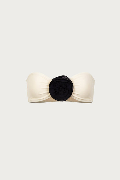 Rose Bandeau And Bottom (Cream/Black)