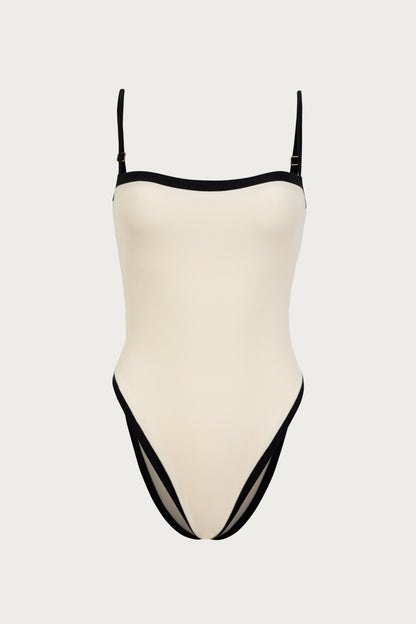 Colorblock One Piece (Cream/Black)