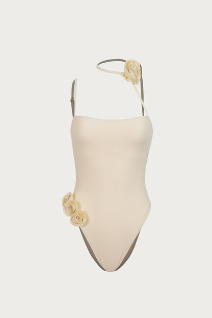 Rosette Choker One Piece (Cream/Cream)