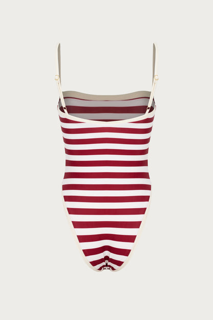 Colorblock One Piece (Burgundy Stripe)