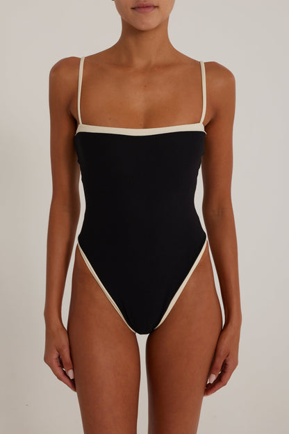 Colorblock One Piece (Black/Cream)