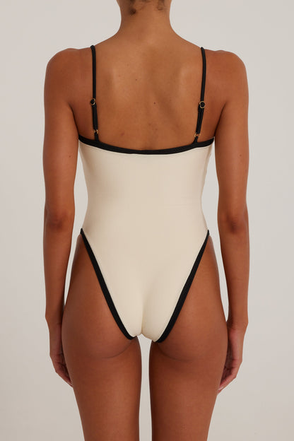 Colorblock One Piece (Cream/Black)