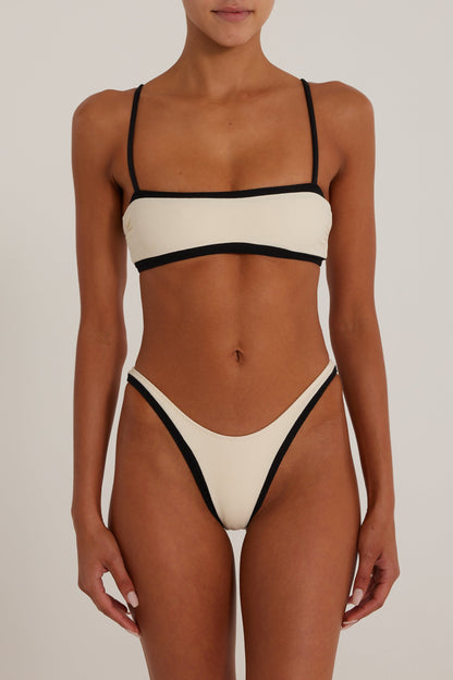 Colorblock - Bandeau And Bottom (Cream/Black)