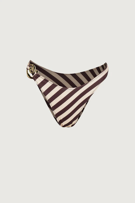 Spiral Bandeau And Bottom (Brown Stripe)