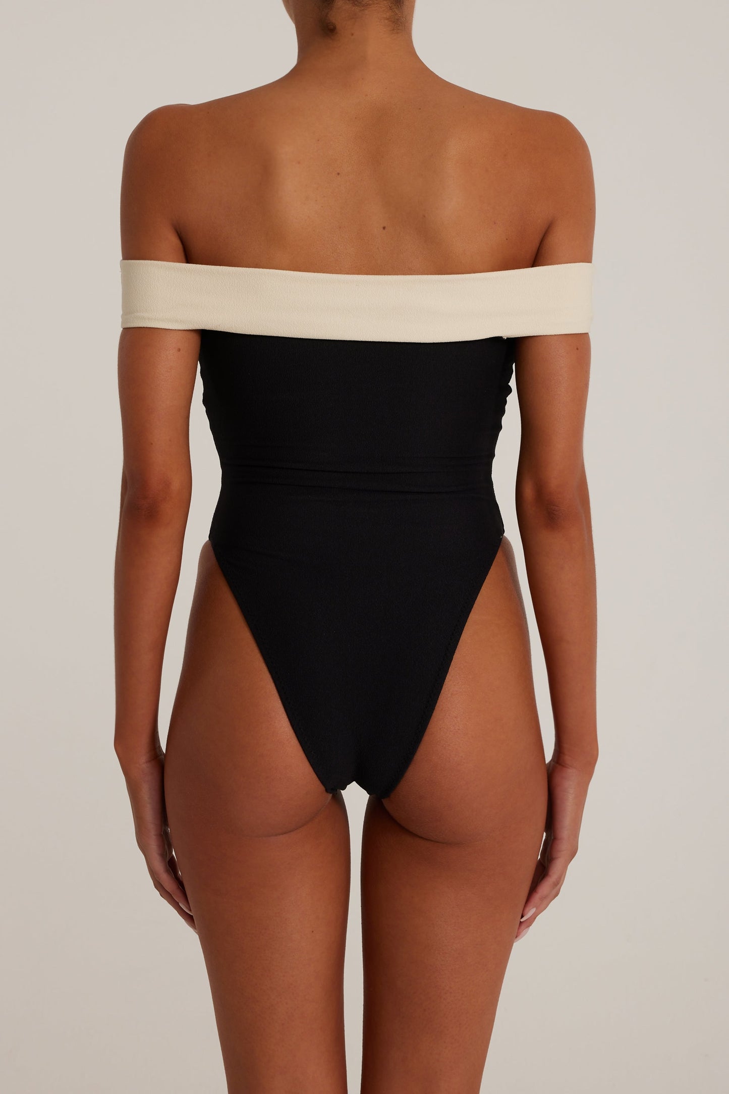 Off Shoulder One Piece (Black/Cream)