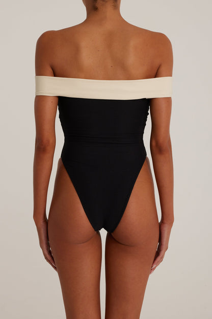 Off Shoulder One Piece (Black/Cream)