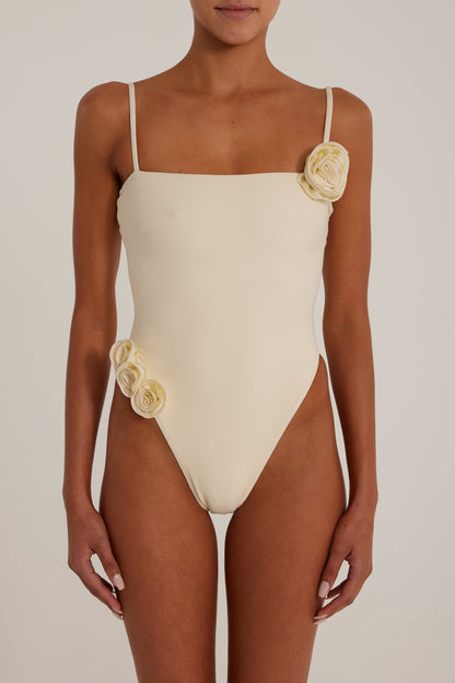 Rosette Choker One Piece (Cream/Cream)