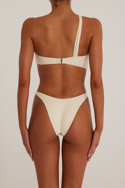 Spiral One Shoulder One Piece (Cream)