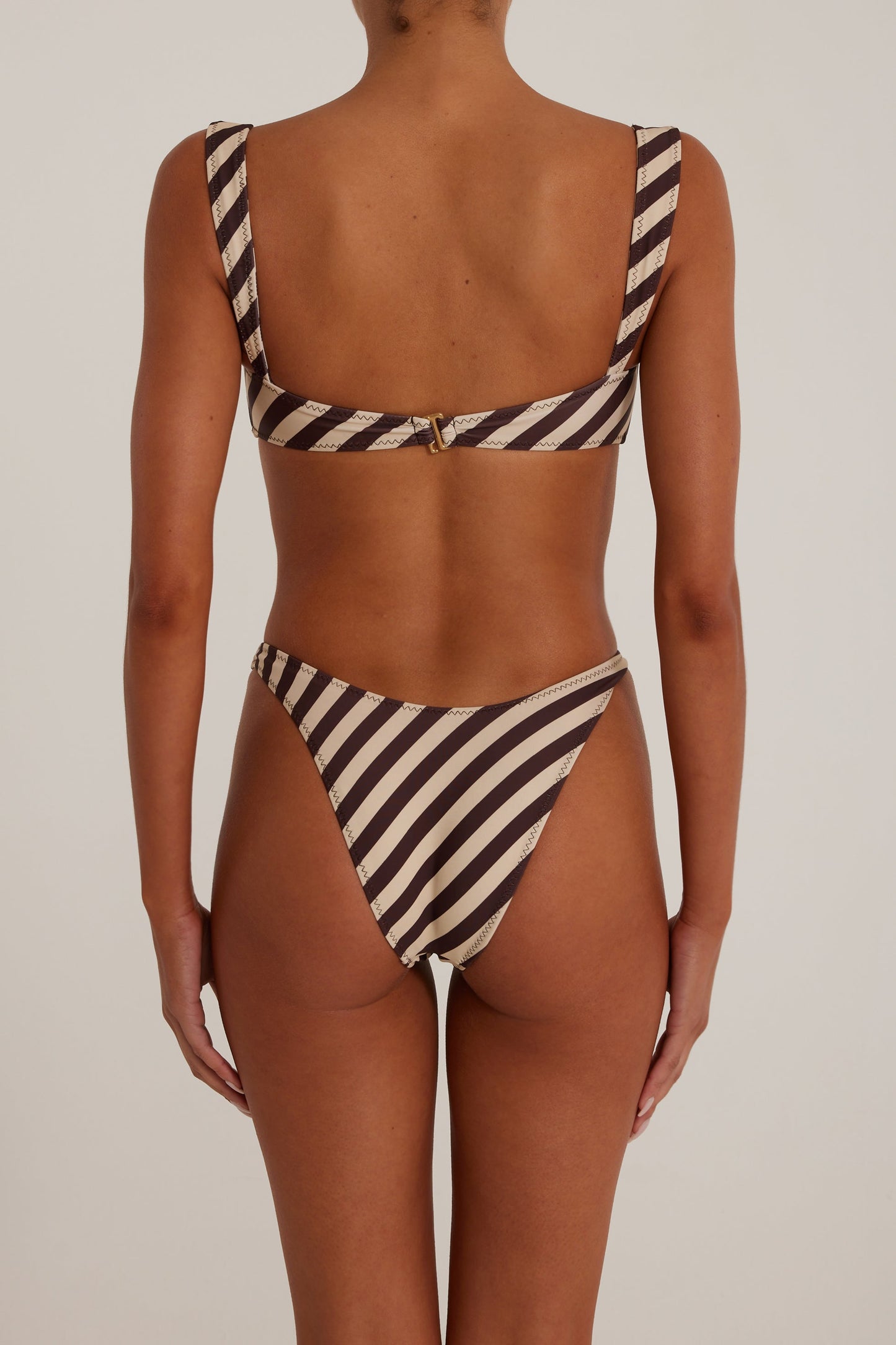 Spiral Bandeau And Bottom (Brown Stripe)